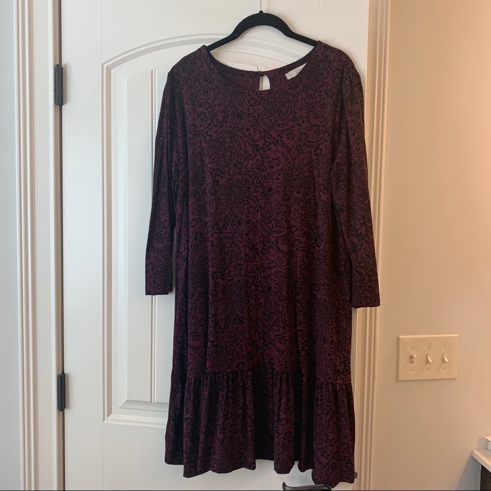 Maroon Floral Swing Dress